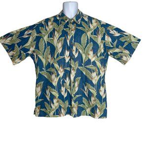 Cooke Street Vintage Aloha Vintage Blue Floral Hawaiian Beach Vacation Shirt 2XL